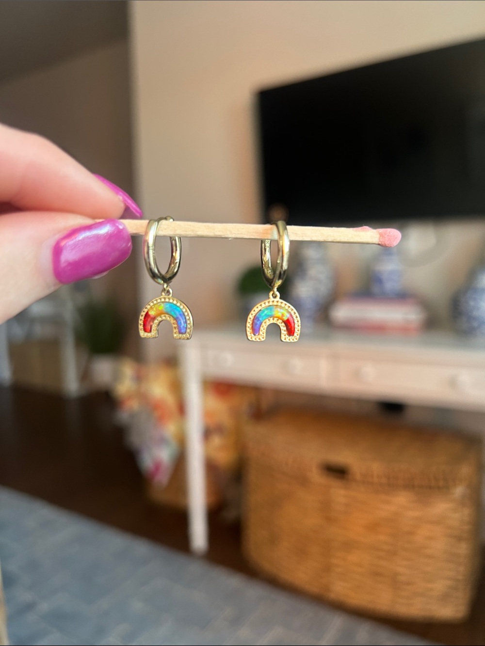 Kendra Scott Gold Rainbow Huggie Earrings - Multicolor Opal